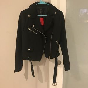 Suede Biker Jacket With Zippers